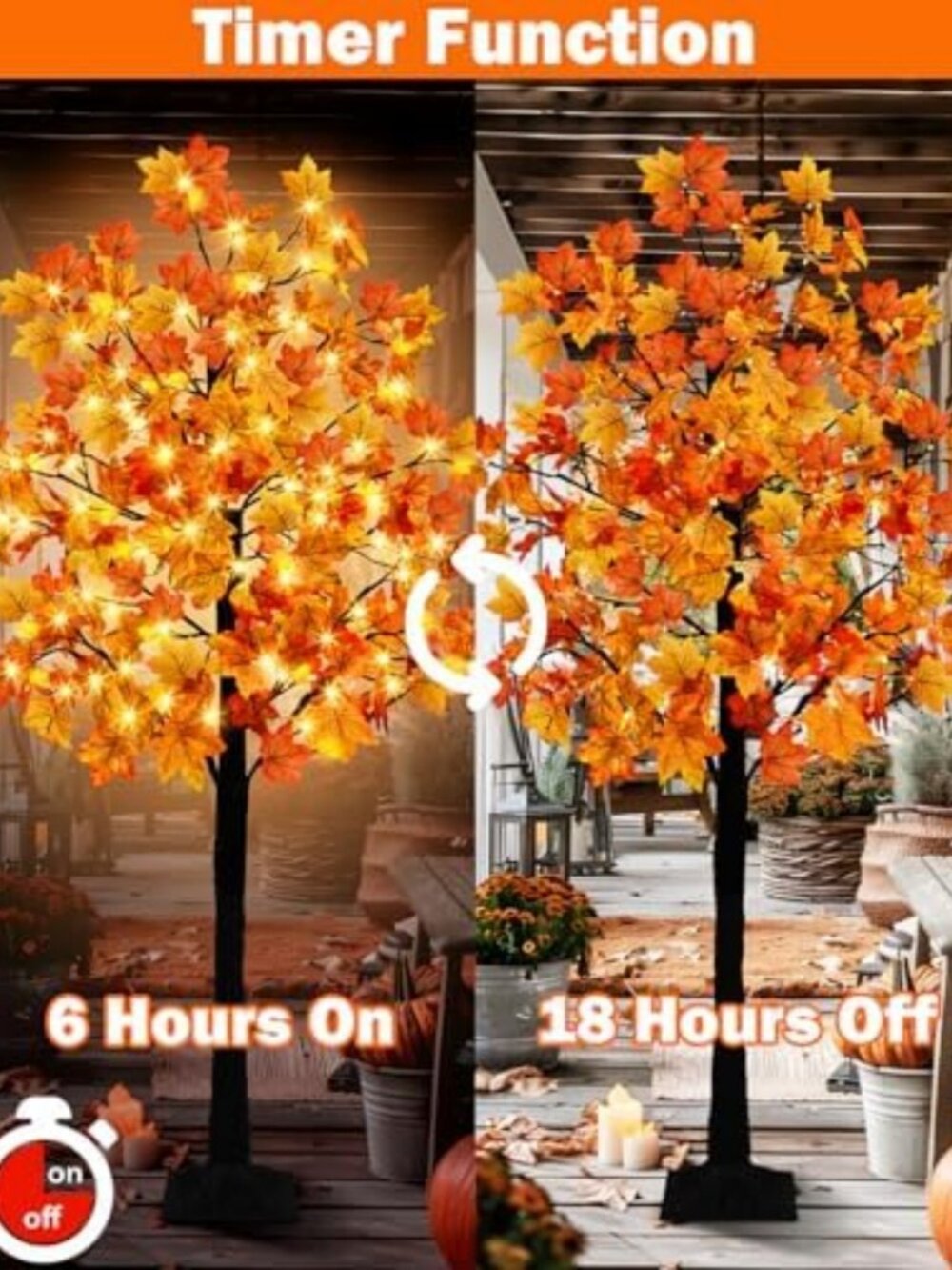 7FT Lighted Fall Maple Tree with 128 LED Lights, Timer & 8 Modes - Perfect - Picture 4 of 6